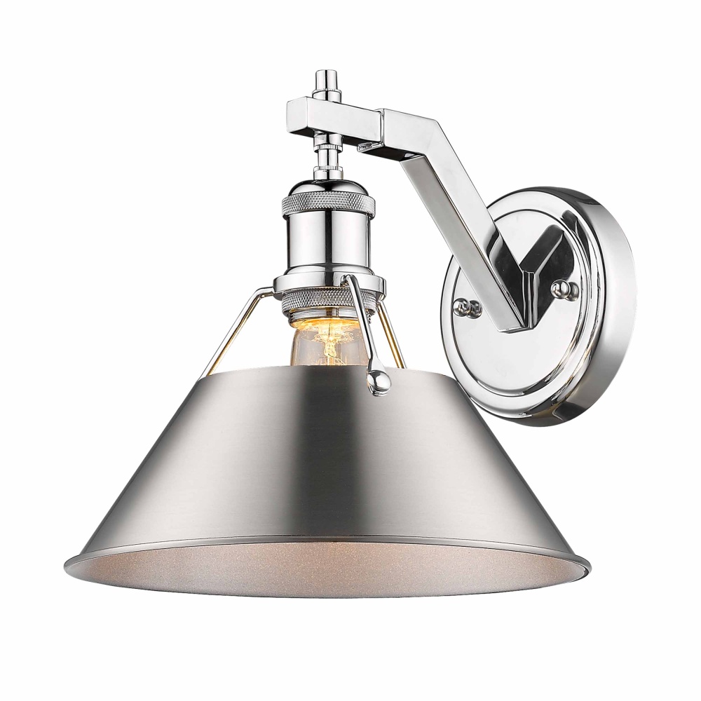 Yep by Golden Lighting Orwell 1-light Wall Sconce in Chrome and Pewter shade